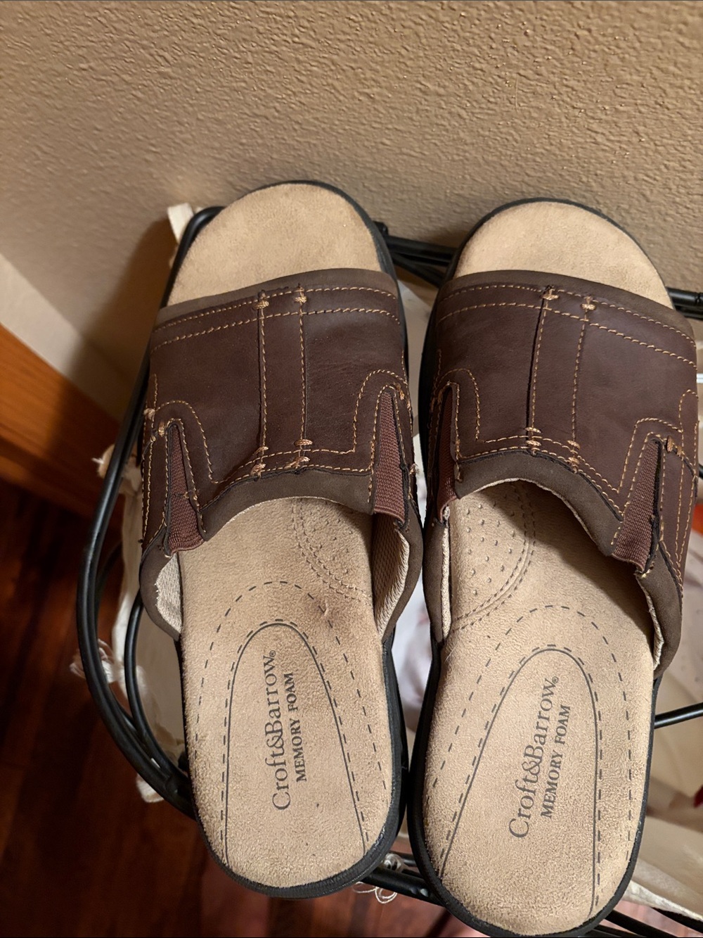 croft & barrow Brown Men's Slip-On Memory Foam Slides